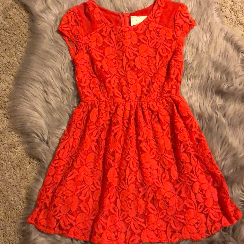 Coral lace dress